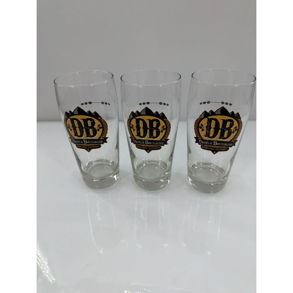 Devils Backbone Brewing Company Beer Glasses Set of 3 DB Logo Pilsner Pint Clear